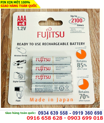 Fujitsu HR-4UTCEX(4B); Pin sạc AAA 1.2v Fujitsu HR-4UTCEX(4B) Type 800mAh (Min 750mAh) Japan _Vỉ 4viên